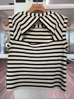 Maeve Black and White Striped open back Tank xs